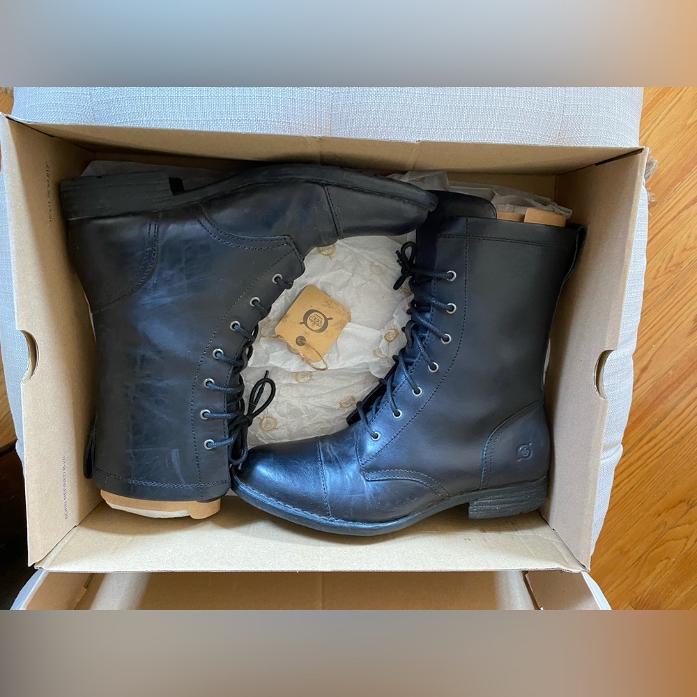 Born Shoes Born Neon Lace Up Combat Boot Black Leather, Sz 7.5 - Picture 10 of 10